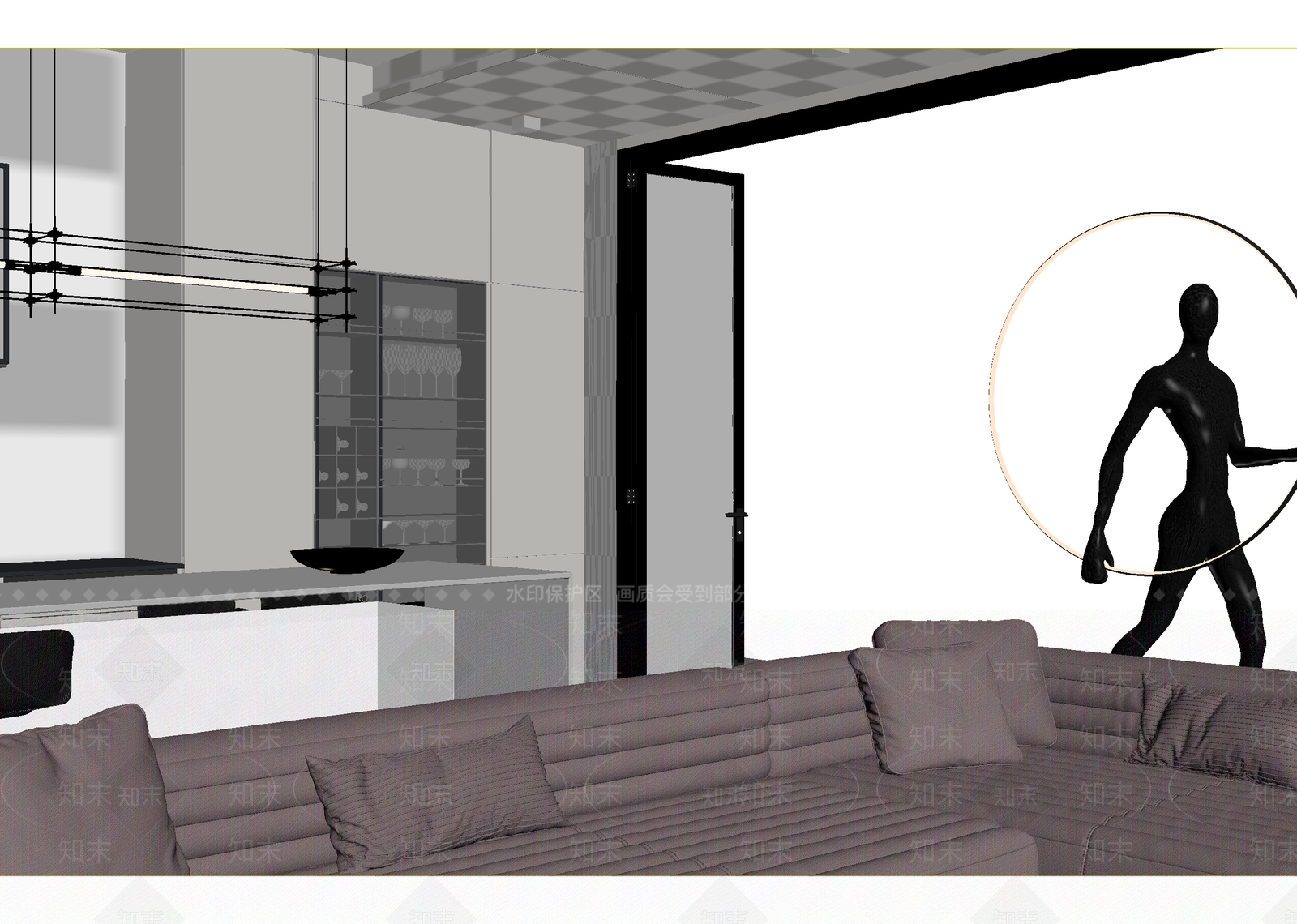 现代民宿大厅3D模型下载【ID:1215153739】