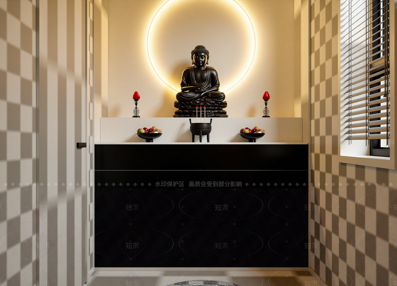 现代佛堂3D模型下载【ID:1214567325】