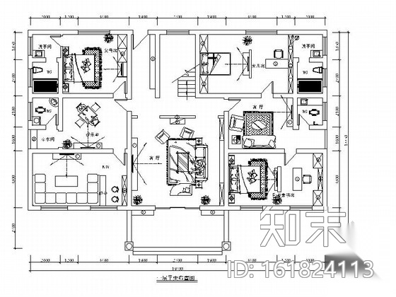 [湖南]梦幻田园风格三层别墅室内设计施工图（含效果图）cad施工图下载【ID:161824113】