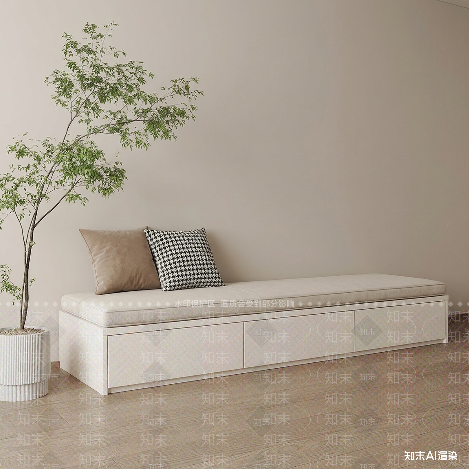 现代卡座沙发3D模型渲染效果图
