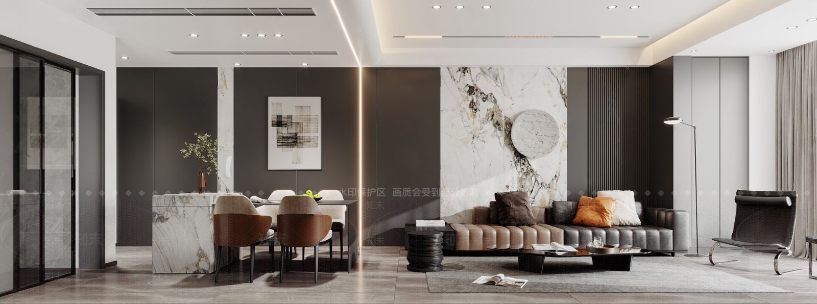 现代客餐厅3D模型下载【ID:1123674703】