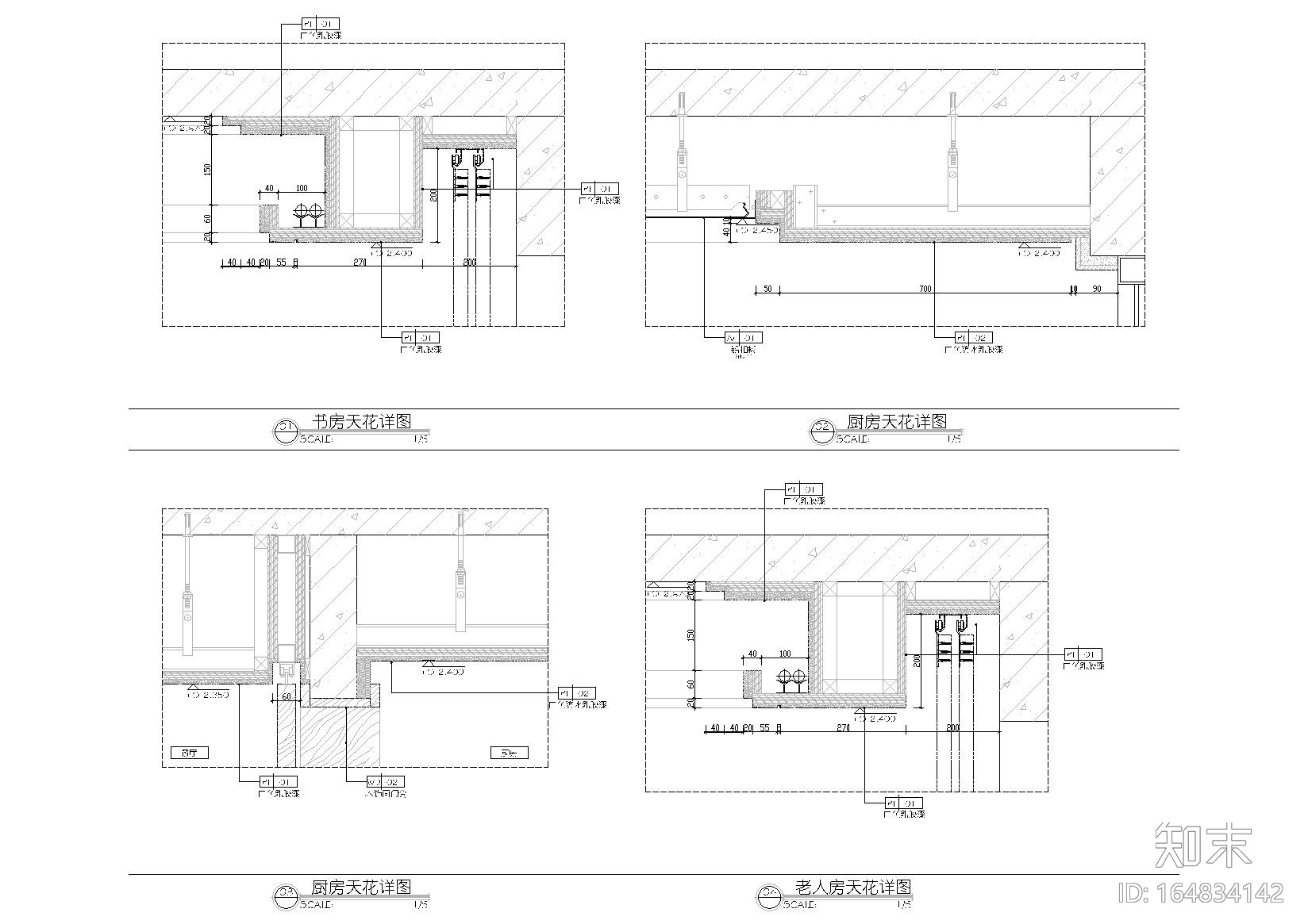 [济南]109㎡现代三居室精装样板间施工图cad施工图下载【ID:164834142】