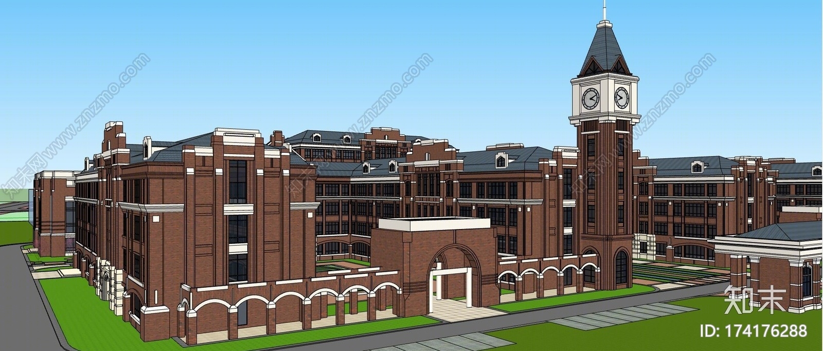 英式风格学校SU模型下载【ID:174176288】