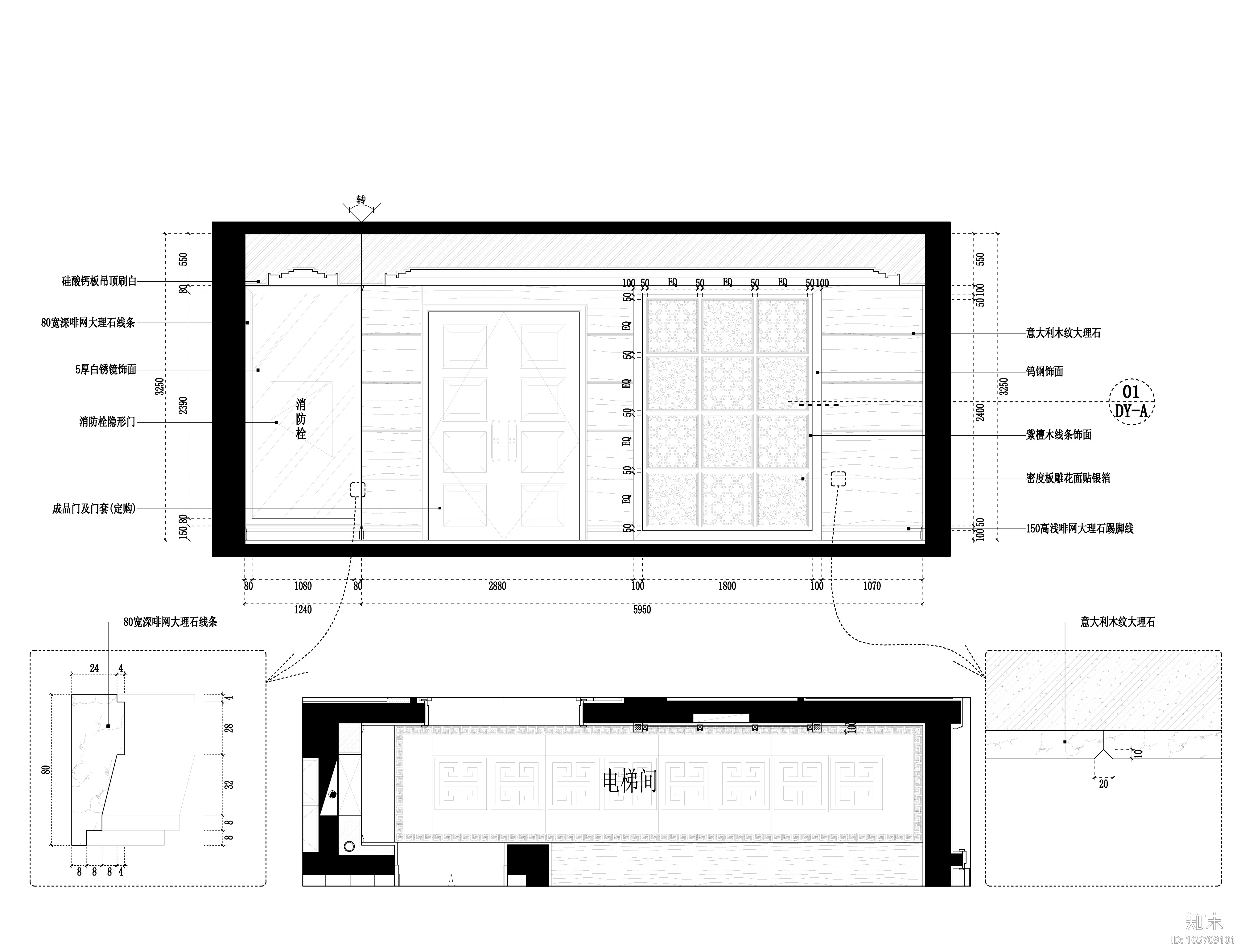 [福州]品川-福安水岸名居样板房室内装修CAD施工图+效果...施工图下载【ID:165709101】