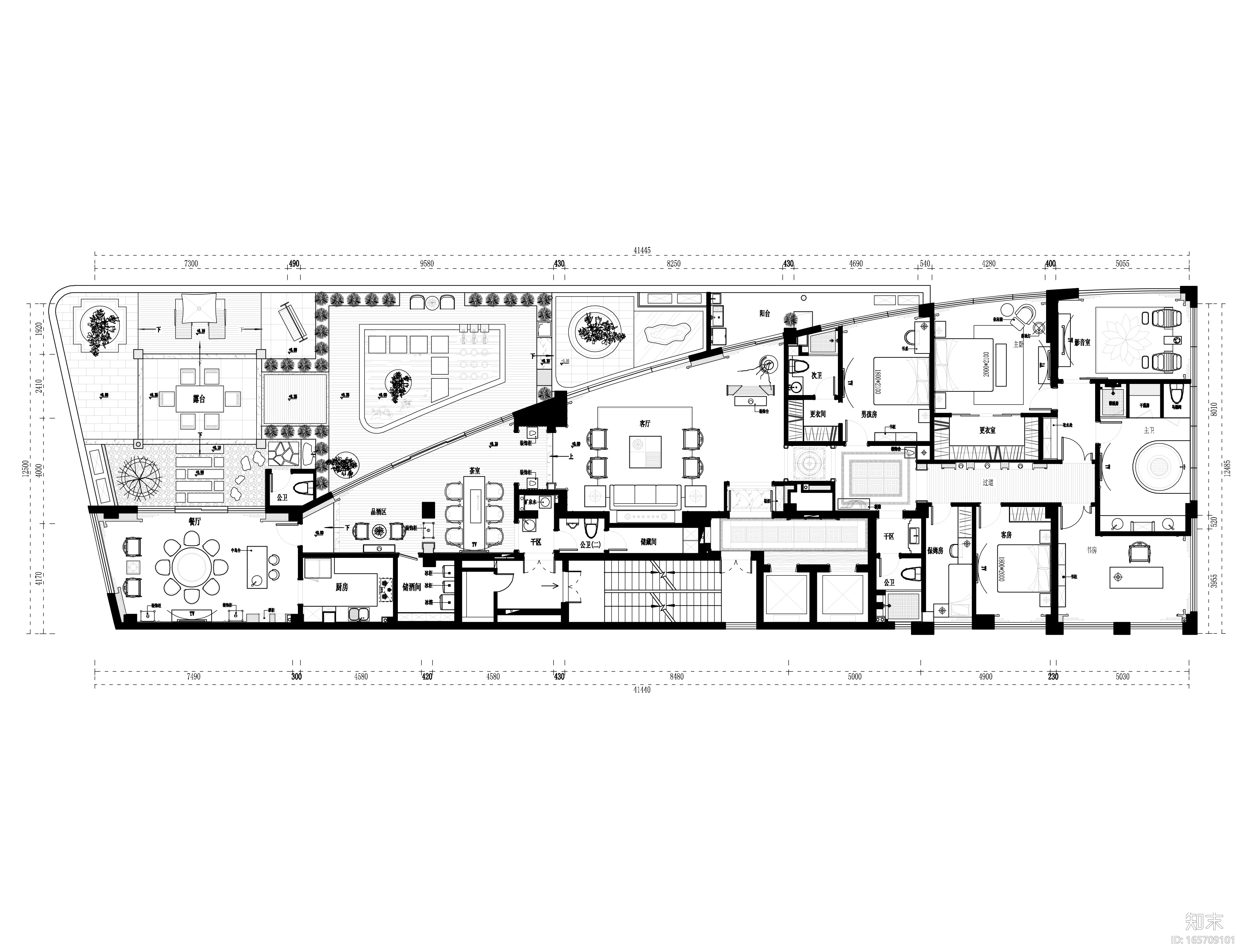 [福州]品川-福安水岸名居样板房室内装修CAD施工图+效果...施工图下载【ID:165709101】