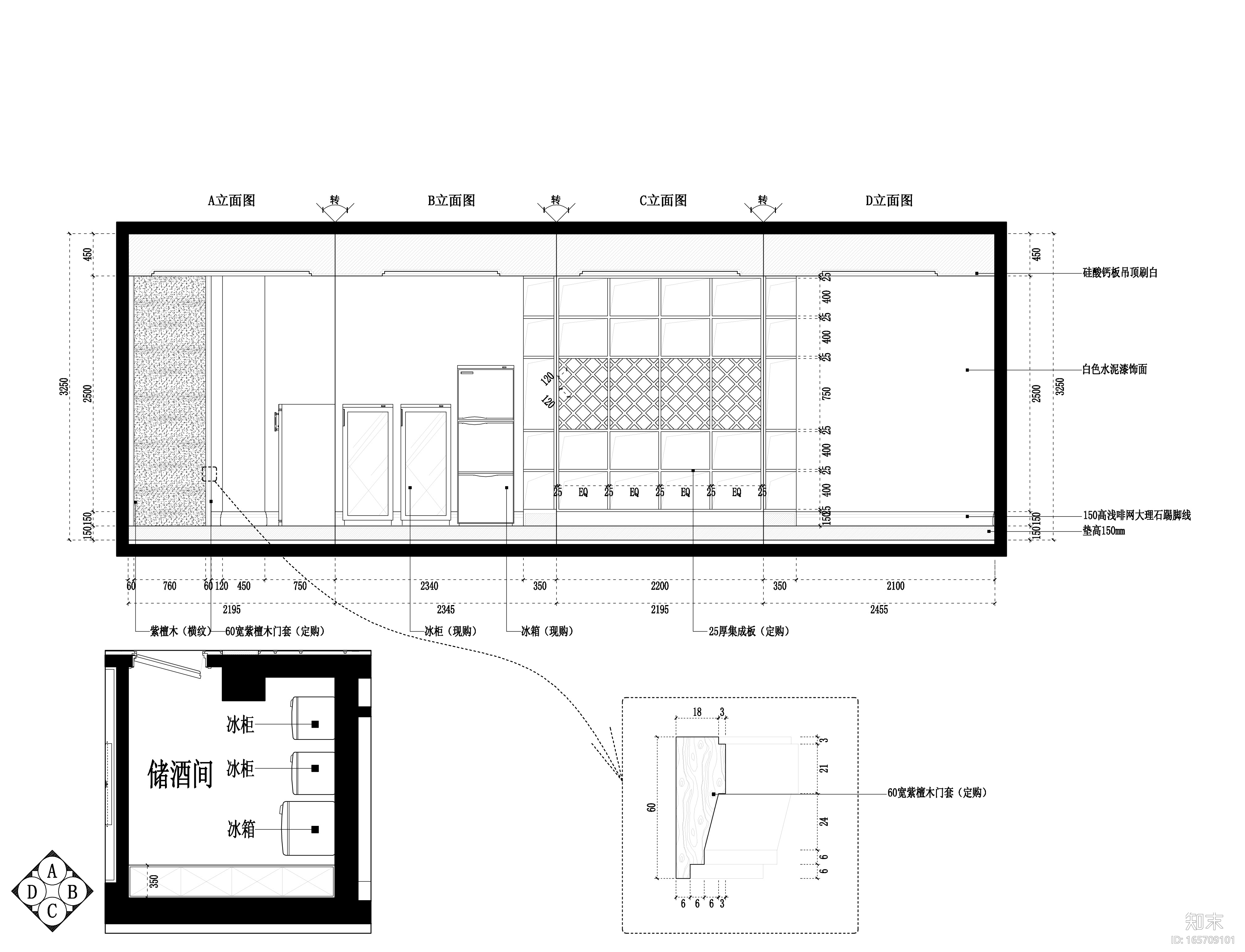 [福州]品川-福安水岸名居样板房室内装修CAD施工图+效果...施工图下载【ID:165709101】