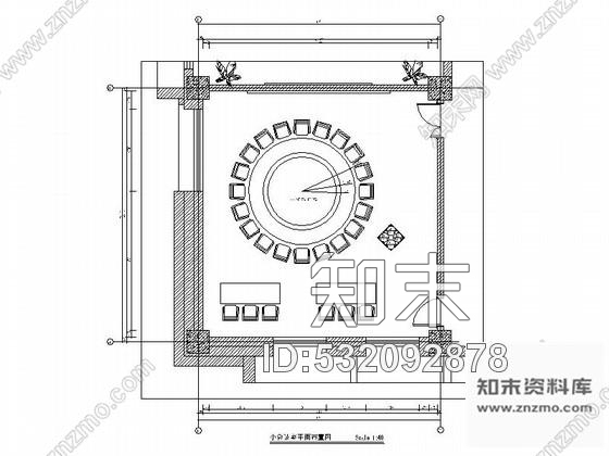 施工图某小会议室室内设计装修图cad施工图下载【ID:532092878】