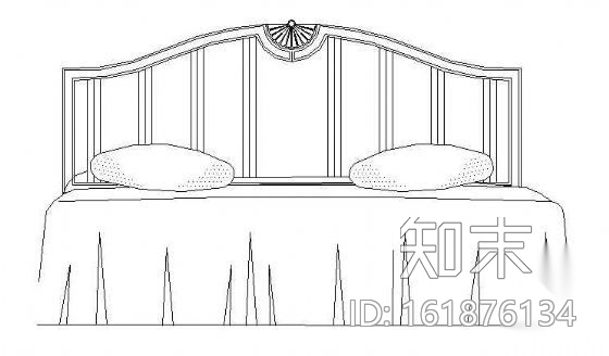 双人床立面图块1cad施工图下载【ID:161876134】