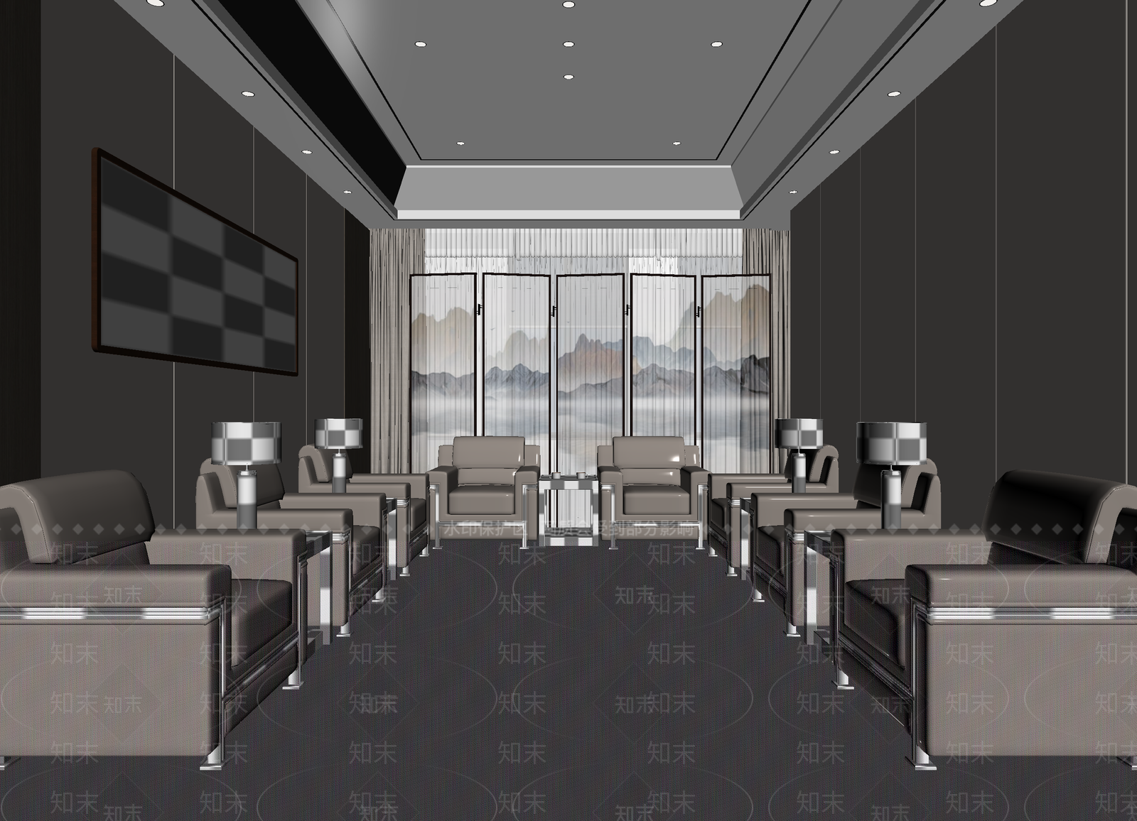 新中式接待室3D模型下载【ID:1214659358】