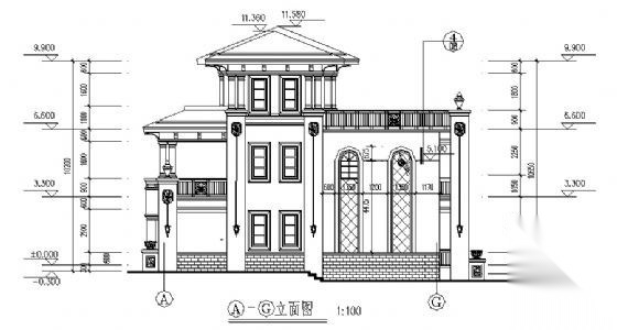 某三层别墅建筑方案图cad施工图下载【ID:151393112】