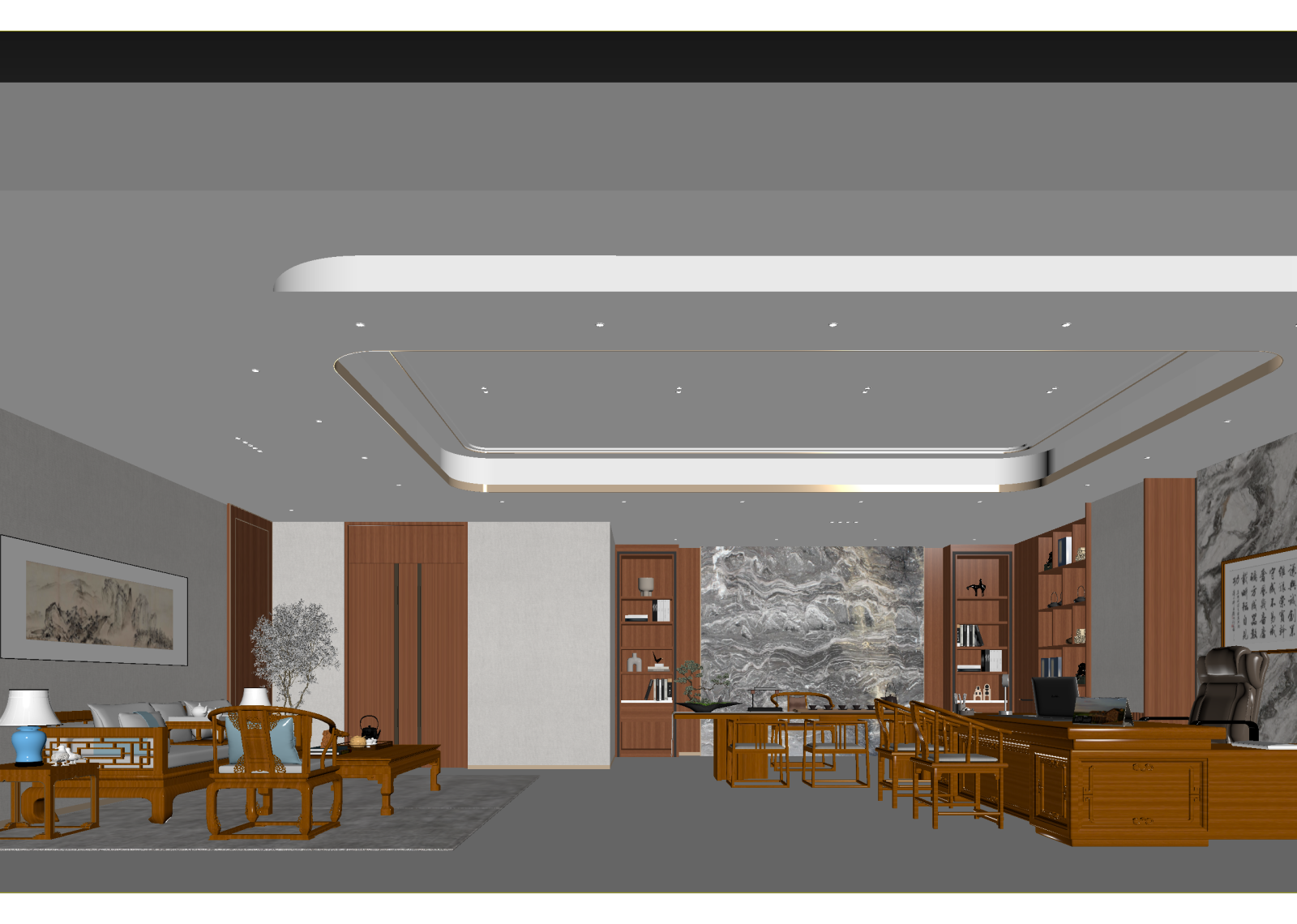 新中式办公室3D模型下载【ID:1215072865】