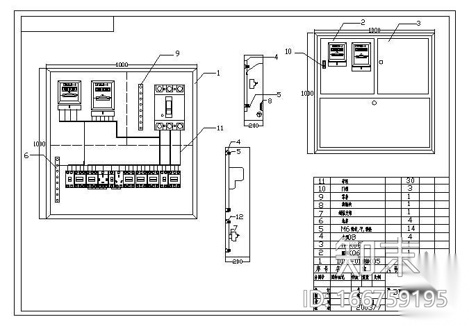 配电箱总装图及电气原理图cad施工图下载【ID:166759195】