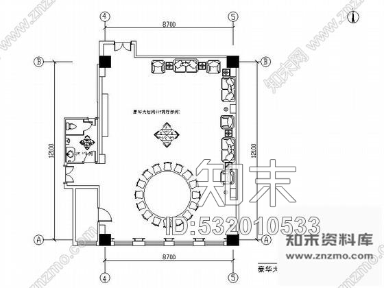 施工图某培训公司餐饮豪华包间装修图cad施工图下载【ID:532010533】