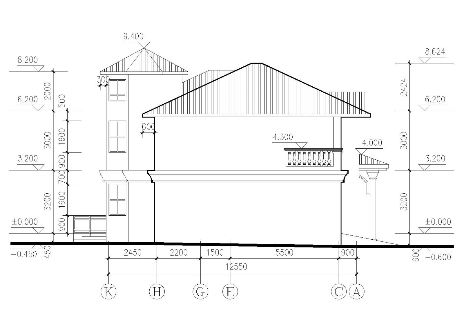 框架结构二层别墅全套施工图（CAD）cad施工图下载【ID:149888182】