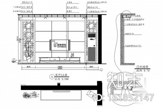 典雅中式三居室室内装修施工图（含效果图）施工图下载【ID:161852147】