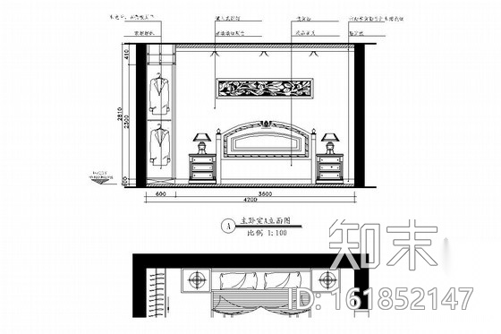 典雅中式三居室室内装修施工图（含效果图）施工图下载【ID:161852147】