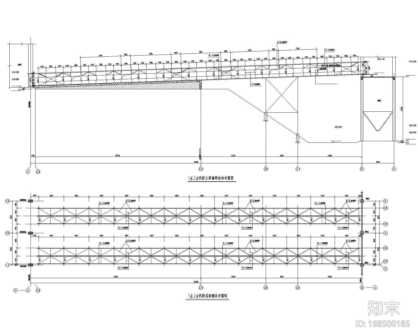 某项目皮带机栈桥钢结构施工图（CAD）cad施工图下载【ID:168500185】