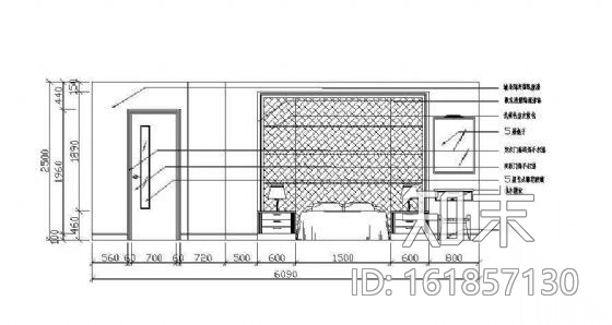 床头墙面立面图块cad施工图下载【ID:161857130】