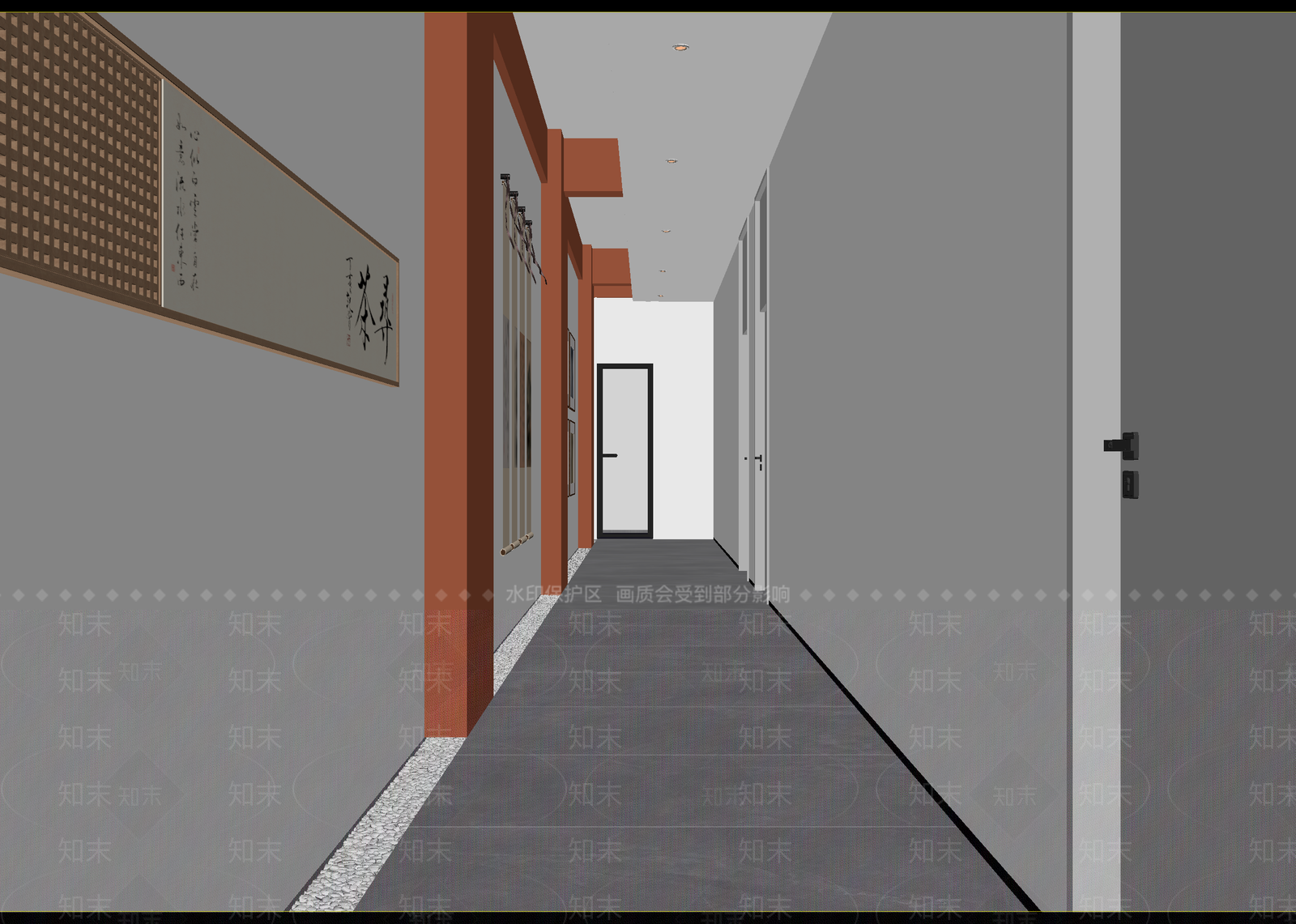 新中式走廊3D模型下载【ID:1215102783】
