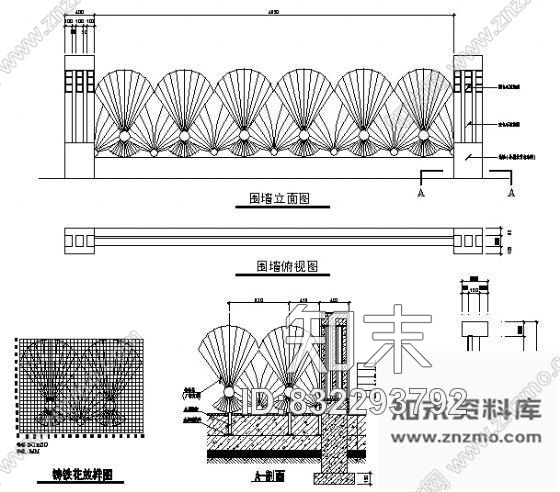 图块/节点围墙详图cad施工图下载【ID:832293792】