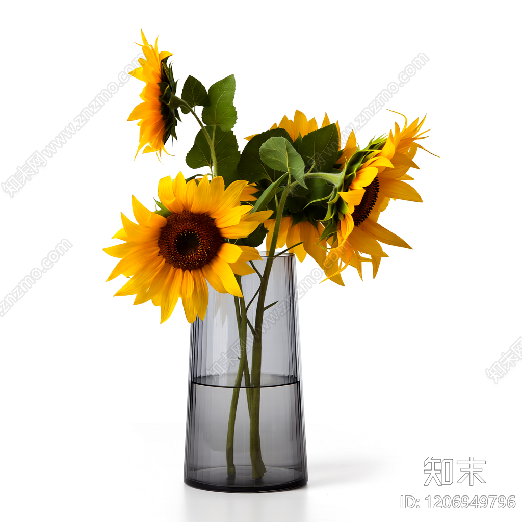 向日葵花束插花3D模型下载【ID:1206949796】