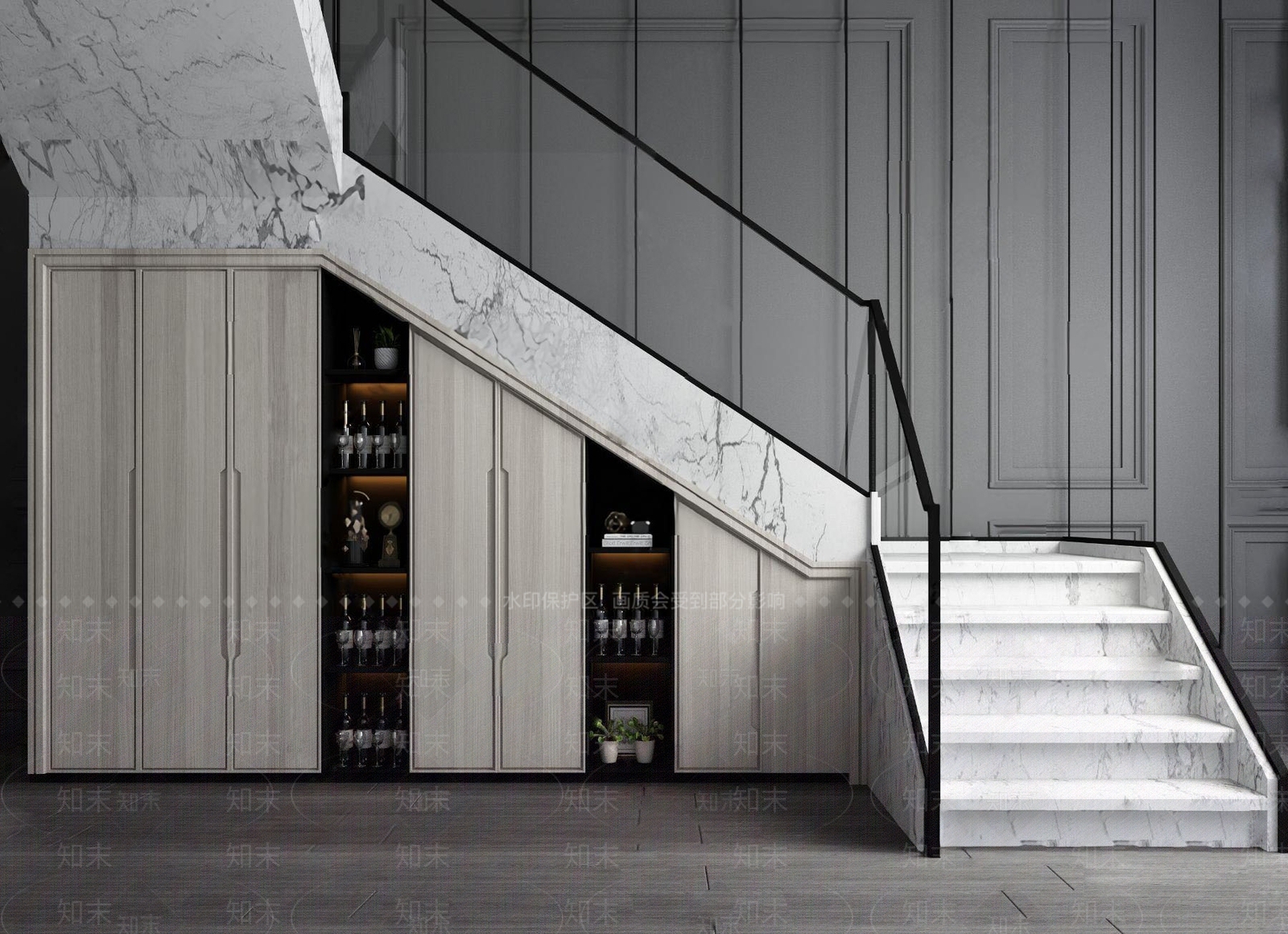现代楼梯储物柜3D模型下载【ID:162492013】