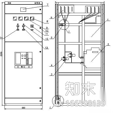 MNS经济型进线柜总装图cad施工图下载【ID:166598139】