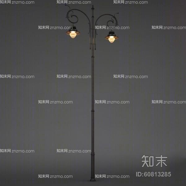 现代黑色铁艺花园灯3D模型下载【ID:60813285】