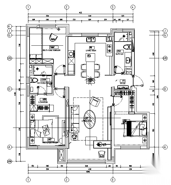 [辽宁]2017百平住宅二居室样板房施工图+实景图(新视觉...施工图下载【ID:160386161】