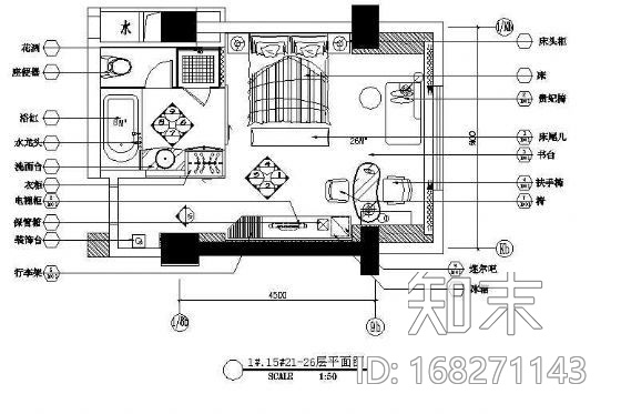 五星酒店标准客房设计施工图下载【ID:168271143】