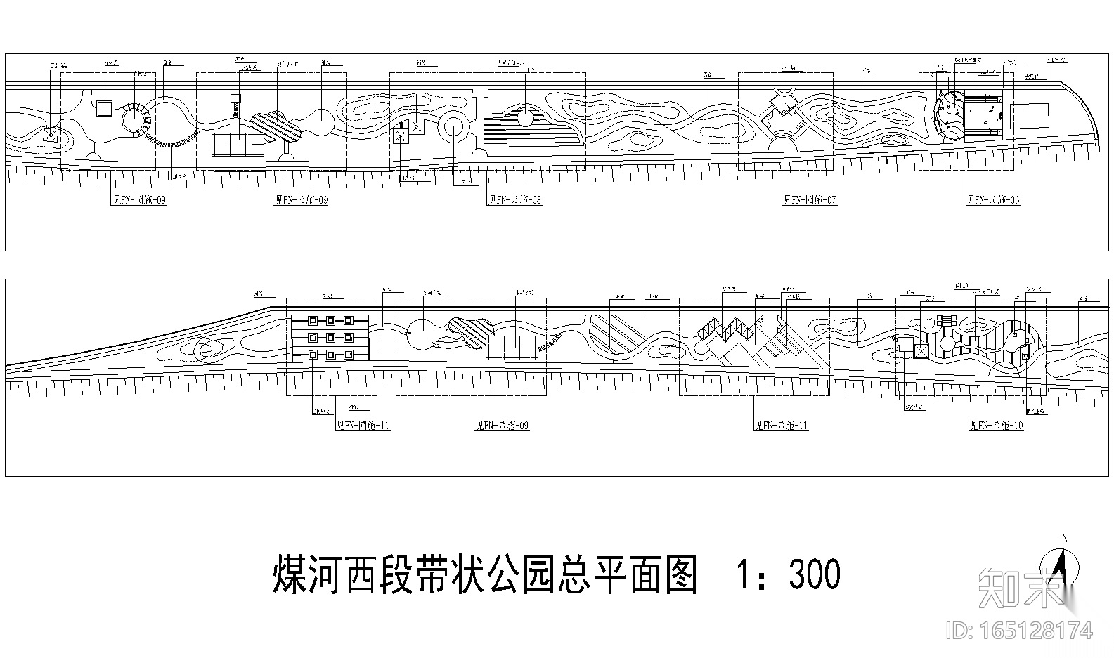 [河北]唐山煤河带状公园景观设计CAD施工图施工图下载【ID:165128174】