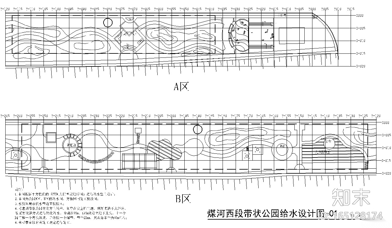 [河北]唐山煤河带状公园景观设计CAD施工图施工图下载【ID:165128174】