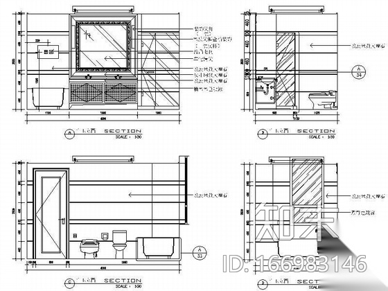 叠加别墅室内精装修工程cad施工图下载【ID:166983146】