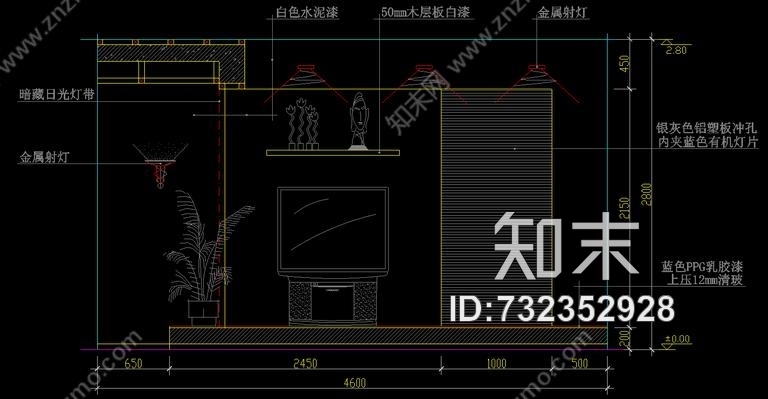 客厅类立面施工图cad施工图下载【ID:732352928】