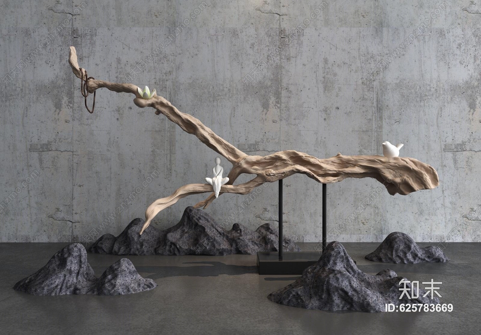 中式根雕艺术摆件3D模型下载【ID:625783669】