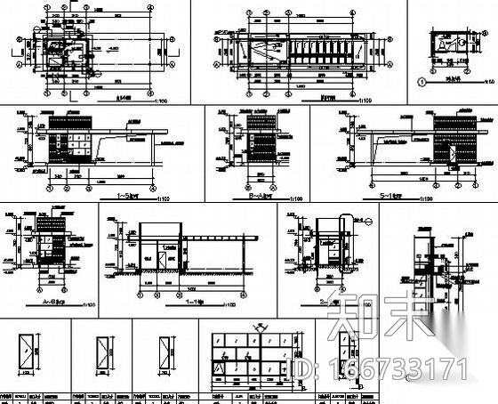 某单体门卫房加大门建筑施工图施工图下载【ID:166733171】