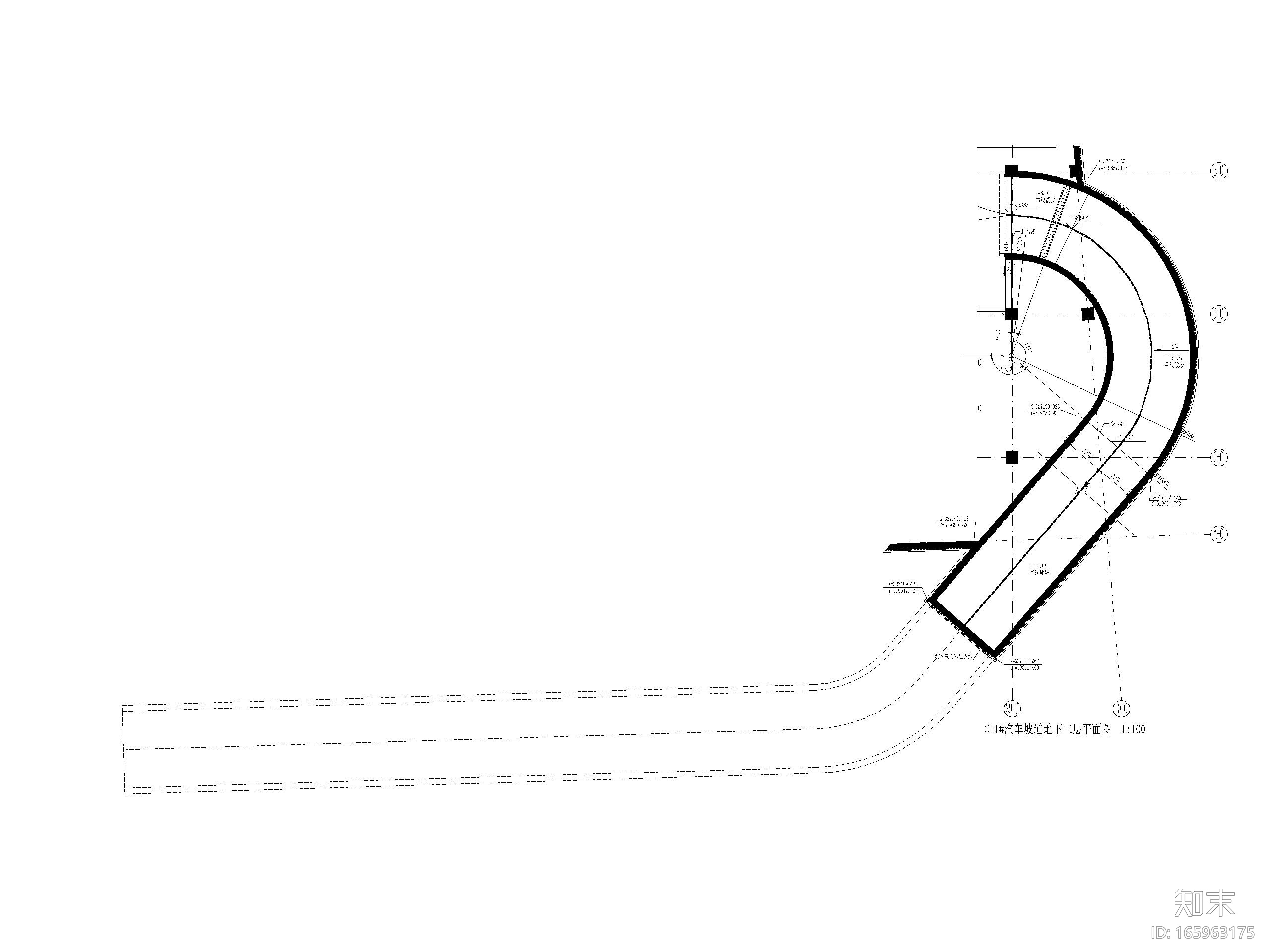 办公中心汽车坡道详图设计（CAD）施工图下载【ID:165963175】