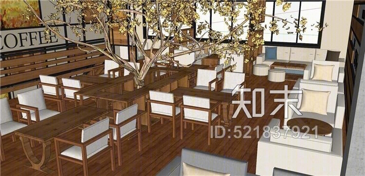 中式咖啡厅SU模型下载【ID:521837921】