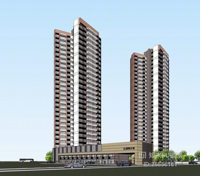 现代高层住宅SU模型下载【ID:26656161】