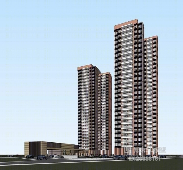 现代高层住宅SU模型下载【ID:26656161】