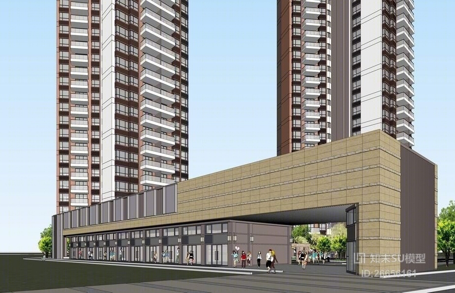 现代高层住宅SU模型下载【ID:26656161】