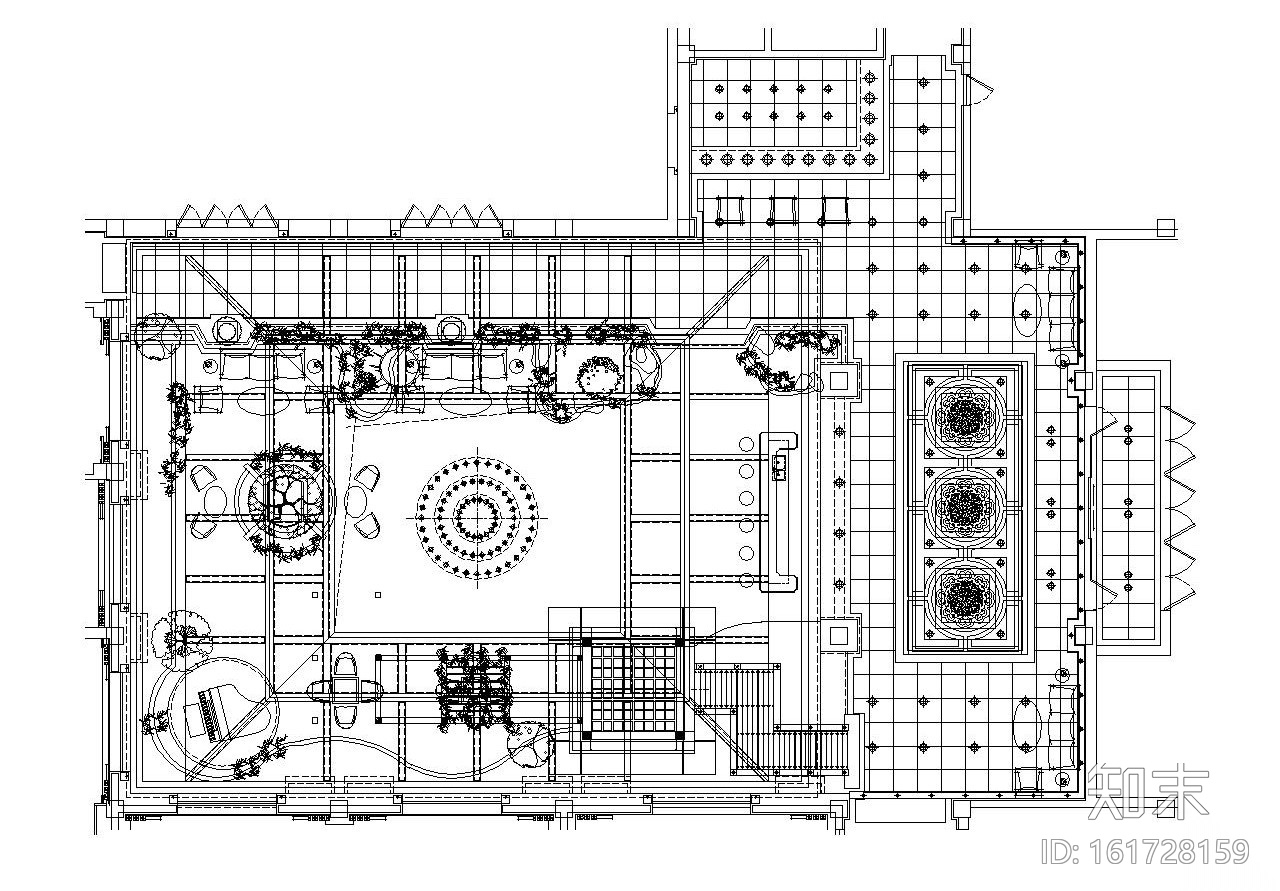 某大型会所内部装修施工图设计（附效果图）cad施工图下载【ID:161728159】