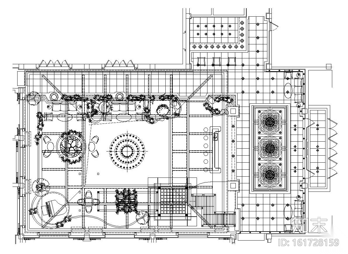 某大型会所内部装修施工图设计（附效果图）cad施工图下载【ID:161728159】