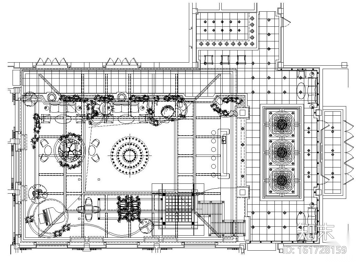 某大型会所内部装修施工图设计（附效果图）cad施工图下载【ID:161728159】