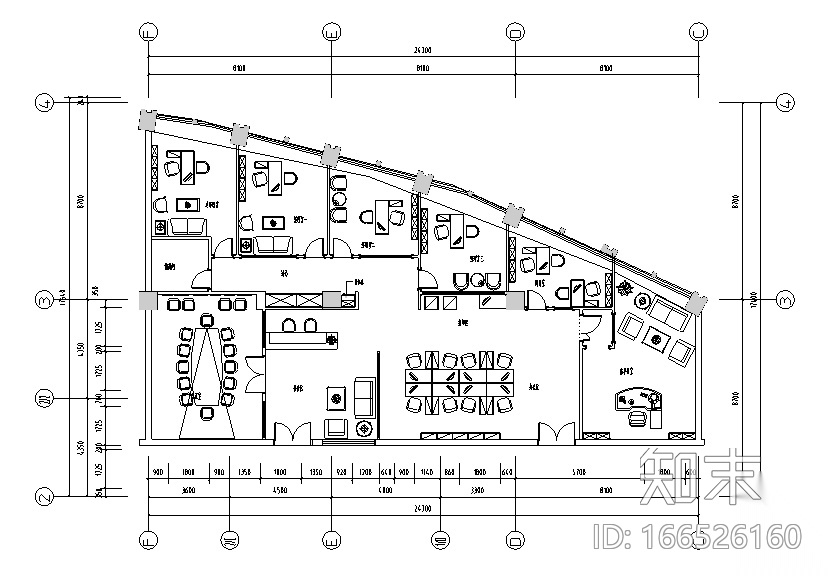 [山东]混搭风格置业有限公司办公空间设计施工图（附效果...cad施工图下载【ID:166526160】