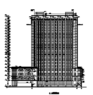 某高层框剪结构塔式酒店建筑全套图cad施工图下载【ID:160722130】