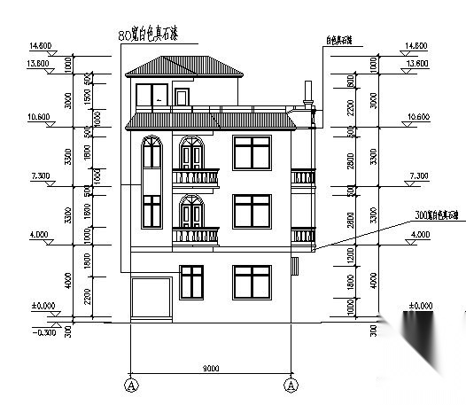 某四层私人住宅楼建筑方案图cad施工图下载【ID:149896169】