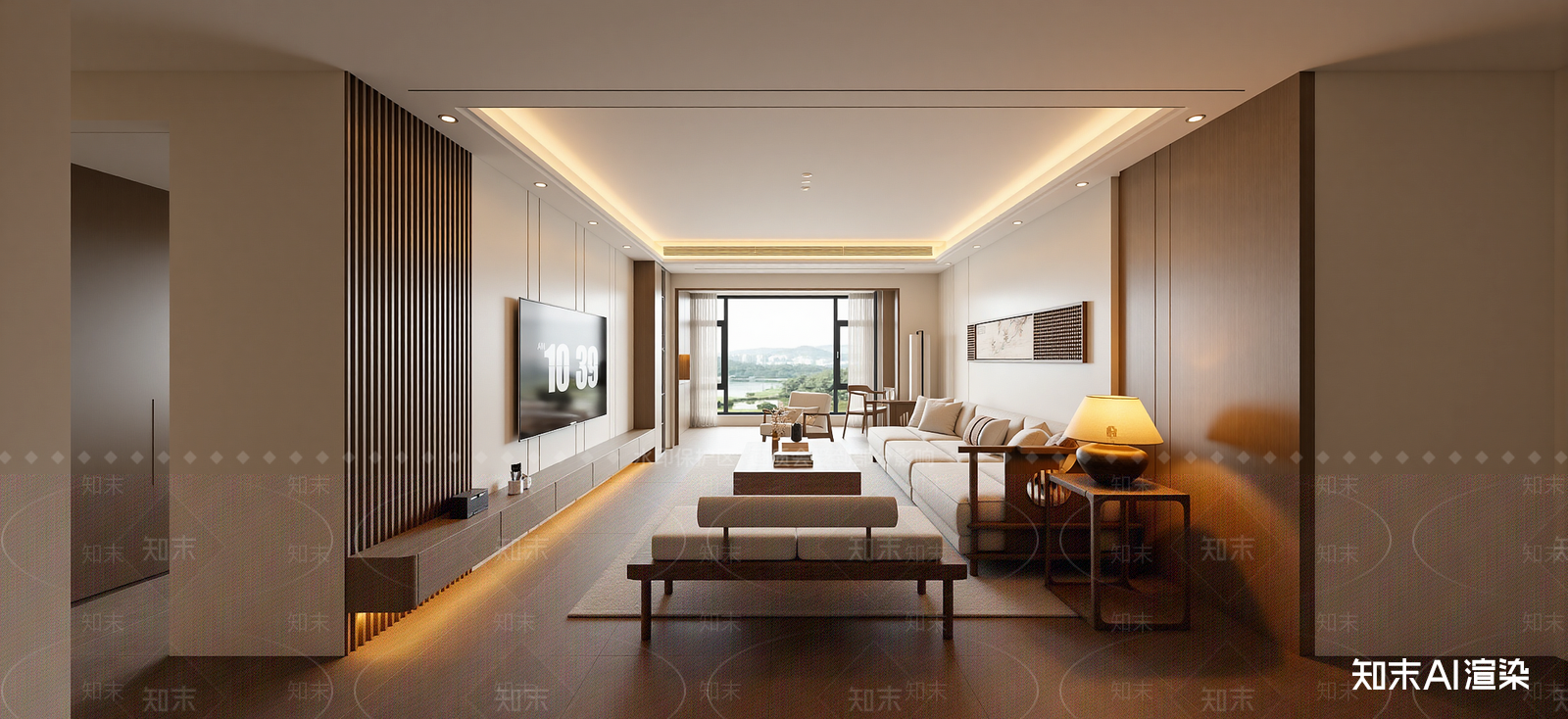 新中式家居客厅SU模型下载【ID:1222130954】