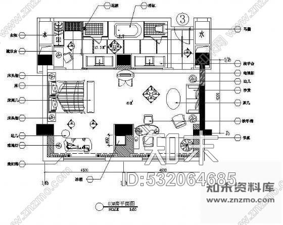 施工图某五星酒店大客房设计图cad施工图下载【ID:532064685】