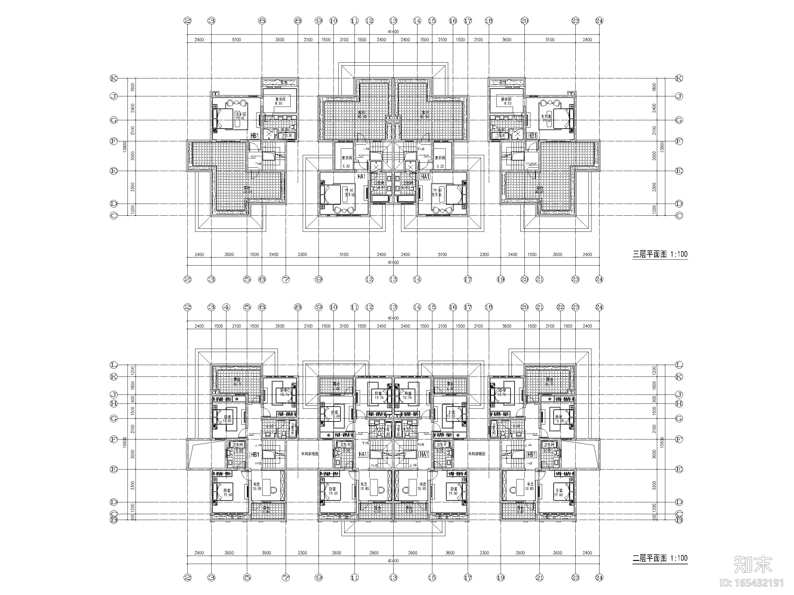 8套类独栋别墅平面户型设计（CAD）施工图下载【ID:165432191】